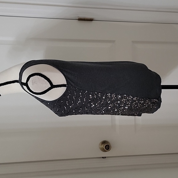 Loft Size S Dark Gray Tank Top with Sequin Stripes, Excellent Used Condition - Picture 4 of 12